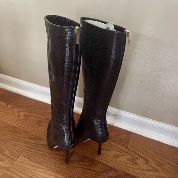 Jimmy Choo IDAHO Lizard Print Leather High Knee pointed toe Boots Size 37 - Picture 7 of 10